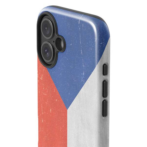 Czech Republic Flag Distressed iPhone 16 Plus Impact Case